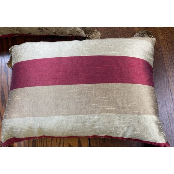 Shanghai Orient West Accent Pillow 16" x 21" Feather Bronze Burgundy Stylish - Picture 10 of 10